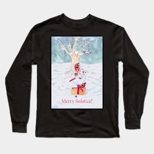 Woodland creatures + Merry Solstice Long Sleeve T-Shirt